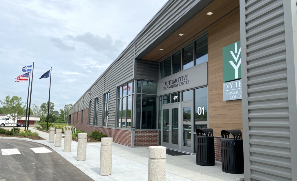 Front of new Ivy Tech Auto Center