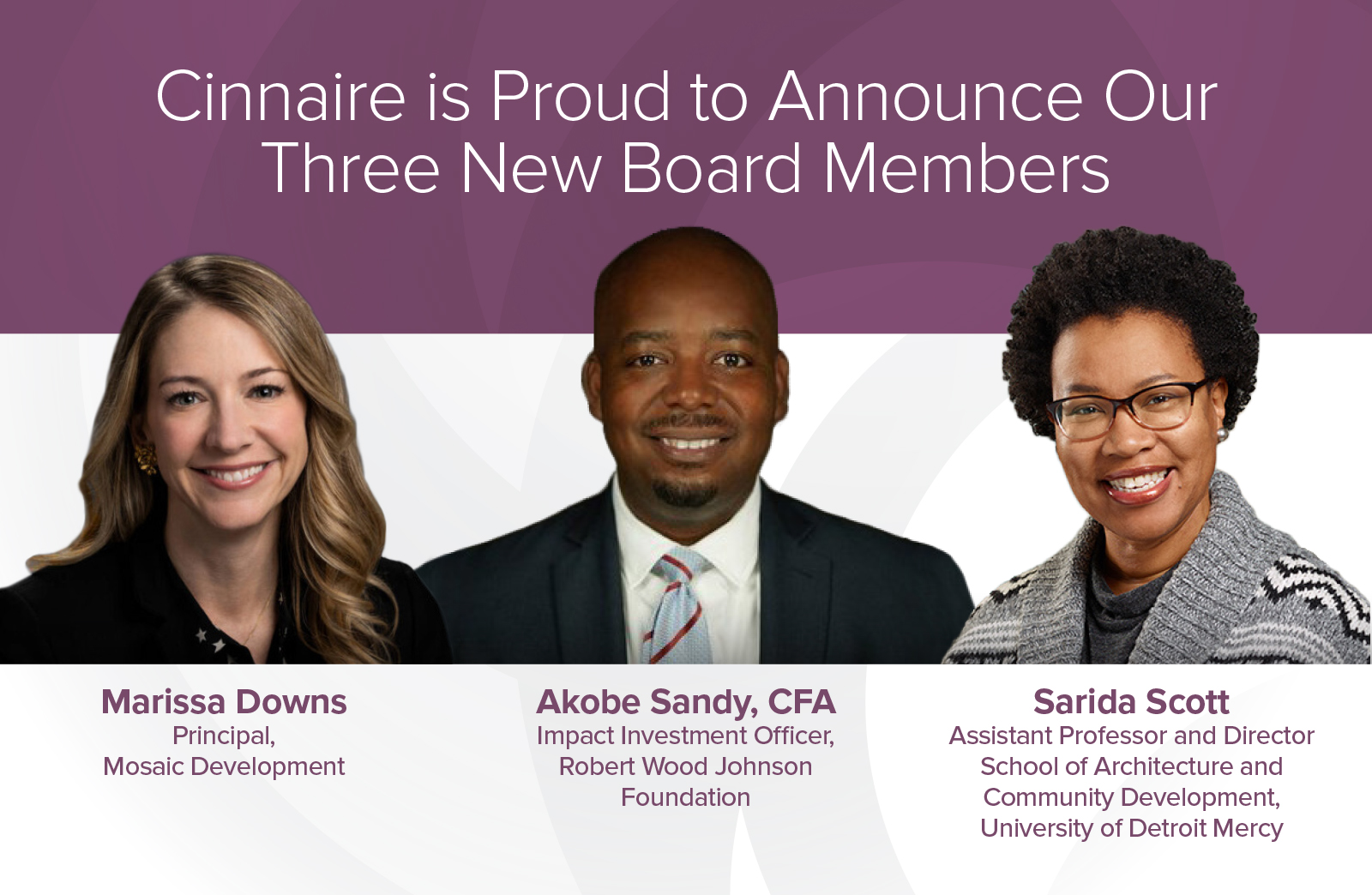 Cinnaire Welcomes Trio Of New Board Members - Cinnaire - Advancing 