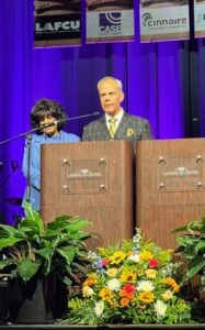 Mark McDaniel serving as emcee on stage